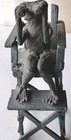 Vintage Cast Iron Mermai a Frog In A Guard Chair With Binoculars Both 10 Inches 