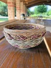 Handwoven Natural Fibe Basket Bowl Boho Rustic Decor