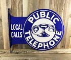 Public Telephone Metal Flange Sign Vintage Wall Decor Garage Bar Man Cave New