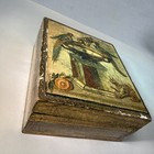 Vintage Italian Florentine Gilt Wood Jewelry Box Birds Cat Florentia Italy