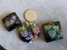Lot Of 3 Rare Vintage Venetian Czech Glass Millefiori Beads Cabochons Tabular