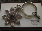 Coach Key Fob Purse Charm Authentic Amethyst Lavender Glass Crystal Flower Nwot 