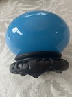 Antique vintage Chinese Turquoise Blue Peking Glass Bowl Vase   Stand 