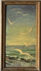 Teresa Tess Razelle Antique Modern Seascape Landscape Oil Painting Vintage Birds
