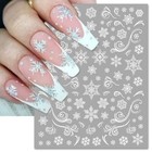 Snowflake Nail Stickers  Christmas 3d Self-adhesive Nail Art Decals - White 