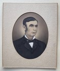 Pair Antique Victorian Crayon Portraits  Husband   Wife Solar Enlargement Photos
