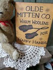 Primitive Victorian Vintage Home Folk Style Christmas Wool Winter Mittens Sign