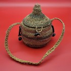 Handmade Woven Beaded Basket Papua New Guinea Vintage Png Purse Bag Lid Clasp