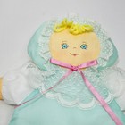 Baby Doll Nylon Satin Plush Mint Green 12    Blonde Yarn Hair Lace Pink Ribbon Bow