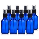 12- New 2 Oz  Cobalt Blue Boston Round Glass Spray Bottle With Black Sprayers--