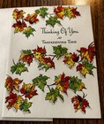 Vintage Deadstock Gibson Thanksgiving Greeting Card Embossed   Glitter Leaves