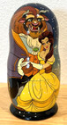 Rare Htf Disney Matryoshka Beauty   The Beast Hand Painted Nesting Wooden Dolls