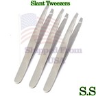  3 Pack  Slant Tweezers - Precision Stainless Steel Slant Tip Tweezers 