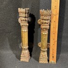 Vintage Pair Cast Brass Ornate Door Pulls Salvaged Handles Classic Elegance