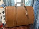 Mid Century Vintage Brown Doctor Bag Leather Satchel Stiff Crest Caramel Brown