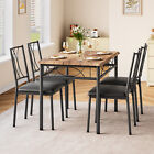 5 Piece Kitchen Table Chairs Dining Table Set For 4 Small Space Metal And Wood 