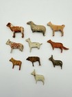 Lot Of 10 Antique German Erzgebirge Carved Wood Animals Miniature Toys