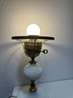 White Milk Glass Hobnail Table Lamp Vintage Mid-century Modern