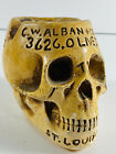 Antique Chalkware Skull Ashtray Alban Medical Supply St Louis Missouri Wow