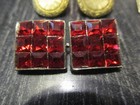 Lot Vtg Antique Art Deco Snap Cufflinks Celluloid Mop Red Rhinestone Gold Filled