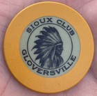 Rare Sioux Club Illegal Casino Chip Crest   Seal Gloversville Ny 1920s Wow 