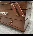 Singer Sewing Box Wood Accordion Fold Out Notion Small Travel Caddy 8x5    Granny
