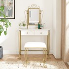 White Makeup Vanity Desk W  Mirror Stool Storage Drawers Small Vanity Table Set