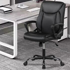 Home Office Chair Ergonomic Pu Leather Desk Chair Mid Back  Swivel And Armrests