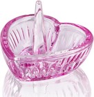 Crystal Heart Rings Holder For Jewelry Glass Ring Dish Pink