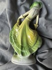 Vintage Germany  8734 Porcelain Lady In Green Dancing Art Deco 5 3 4  Flapper