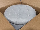 Joveco Upholstered Beige Round Button Tufted Storage Foot Rest Ottoman Ft0043-5
