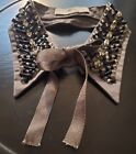 Prada Silk Beaded Collar Gray And Black