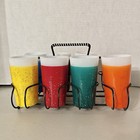 Vintage Fire King Glamalite Milk Glass Tumblers With Carrier Mcm Set Of 7
