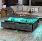  Led Coffee Table  Modern Center Tables With Storage For Living Room  Gray