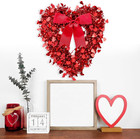 17 7   Heart Shaped Tinsel Wreath With Red Bow For Home And Event Decor