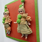 2 Hertwig Twin Pocket Dolls Boy Girl Harlequin Jester Clown Antique Germany 3 75