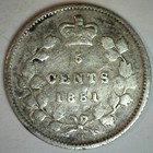 1881 H Canada Silver Five Cents Coin 5c Canadian Circulated You Grade Victoria
