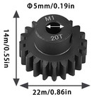 Steel Mod1 5mm Pinion Gear 1pcs 20t Metal Hardened Fit 5mm Rc Motor Shaft