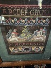 Vintage Framed Complete Needlepoint Alphabets  Original Frame And Old Wavy Glass