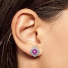 Vintage Style Pink Tourmaline Diamond Enagagement Earrings 14k White Gold Fn