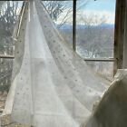 Elegant Sheer White Antique Voile Patterned Cotton Fabric Lawn Material French 