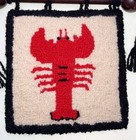 Lobster Crawfish Wall Mini Rug Sign Flora   s Hand Hooked Fiber Folk Art Wool 