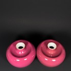 A Pair Chinese Carmine Red Glaze Porcelain Handmade Exquisite Apple Zun Vase 596