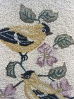 Vintage Needle Punch Embroidery Birds Textile Art Framed Handmade Dogwood Finch