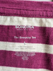Sonoma Size Large Maroon White Stripe V Neck Short Sleeve Top Nwt