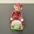 Vintage Mcm Ceramic Gnome Elf Sitting  Pottery Decor - Approx  4  Tall