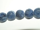 One Vintage Carved Chinese Bead Blue Sodalite Gemstone Round Shou Design 10mm