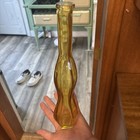 Vintage Blown Amber Glass Tall Skinny Wavy Bottle Decanter No Cork