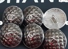 Chanel Cc Silver-brown Logo Round    18mm  Buttons Set Of 6