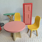 Kidkraft Wooden Doll House Furniture Mcm Dining Chairs Fridge Lamp Sofa Lot Of 7